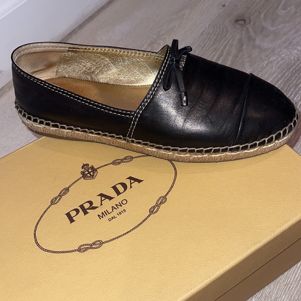 Authentic Prada Leather Espadrilles - image 8